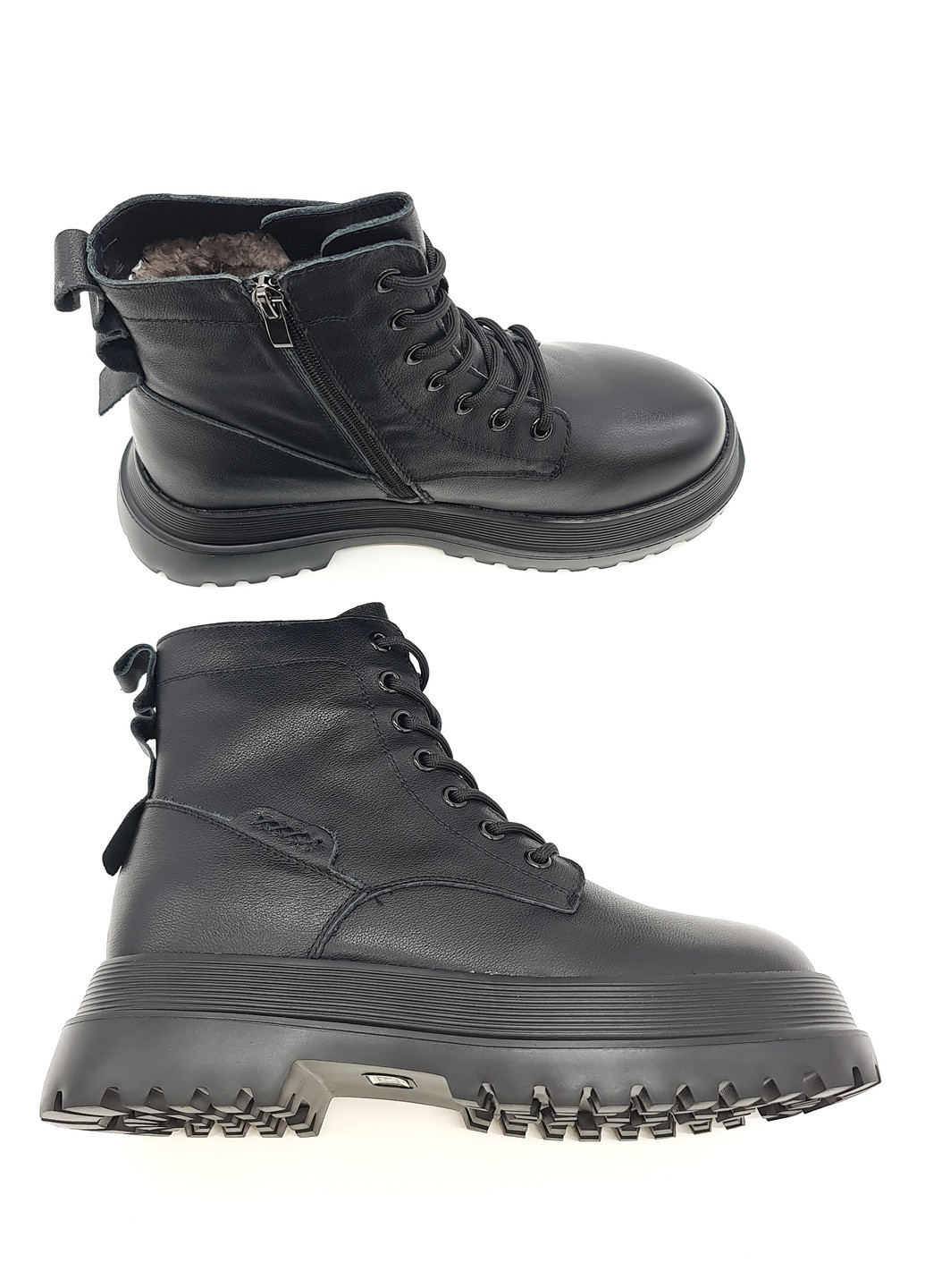 Осенние женские ботинки на овчине черные кожаные bv-15-9 23 см (р) Boss Victori