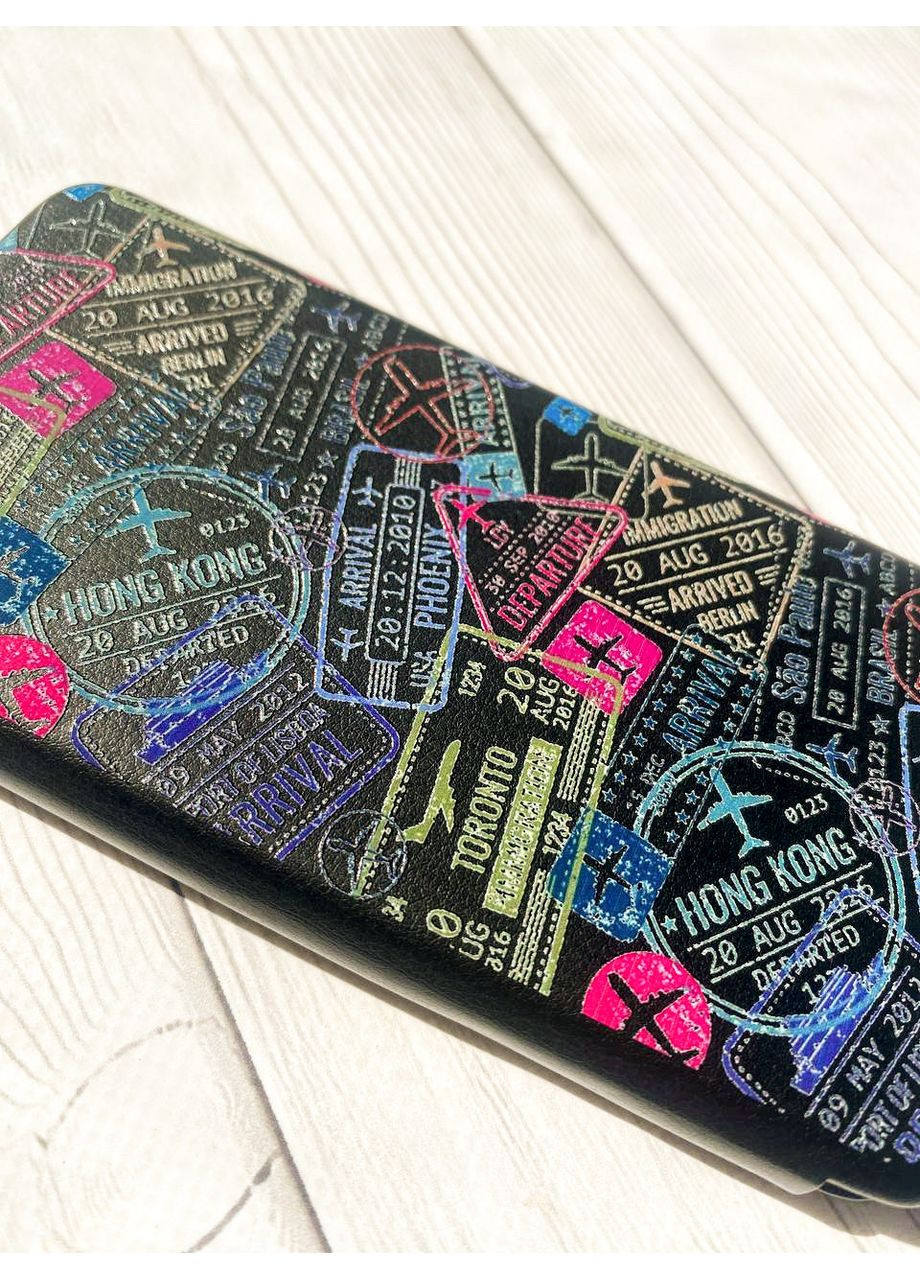 Чохол-книжка з малюнком для Xiaomi Redmi Note 11T Чорний:: Подорожі. Штампи (принт 316) G-Case (360709573)