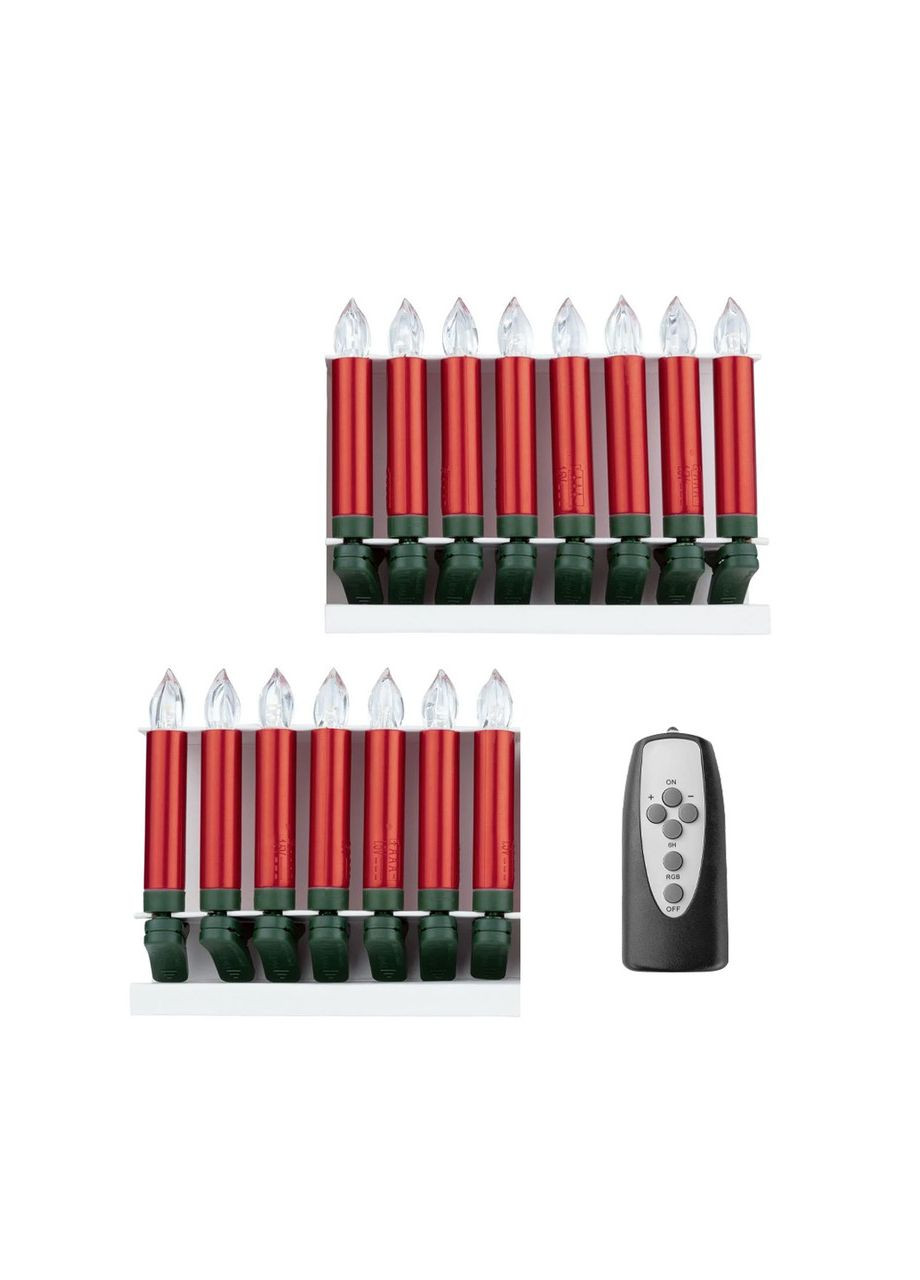 Бездротові LED свічки на ялинку 15 шт з пультом, таймером та батарейками IP44 RGB гірлянда Livarno home (337358703)