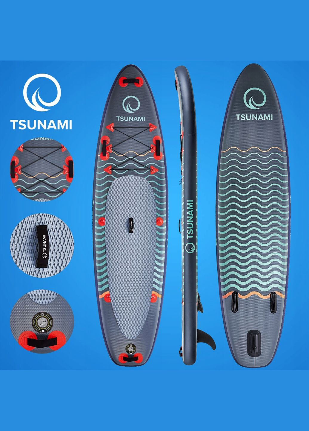 Надувная SUP доска 350 см с веслом Wave T03 TSUNAMI (322668359)