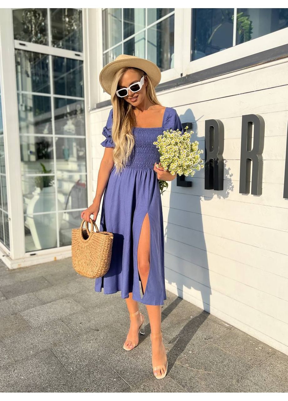 Синее кэжуал платье Larionoff однотонное