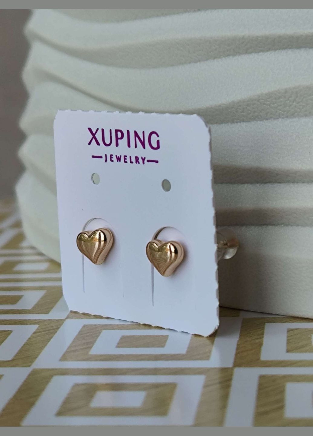 Сережки гвоздики пуссеты ксюпинг xuping позолота медицинское золото сердца Xuping Jewelry (336190268)