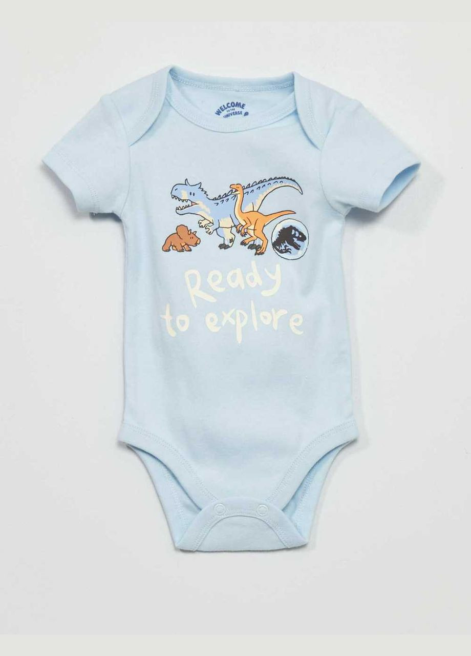 Голубой комплект одежды,голубой-молочный в цветные узоры, Kiabi