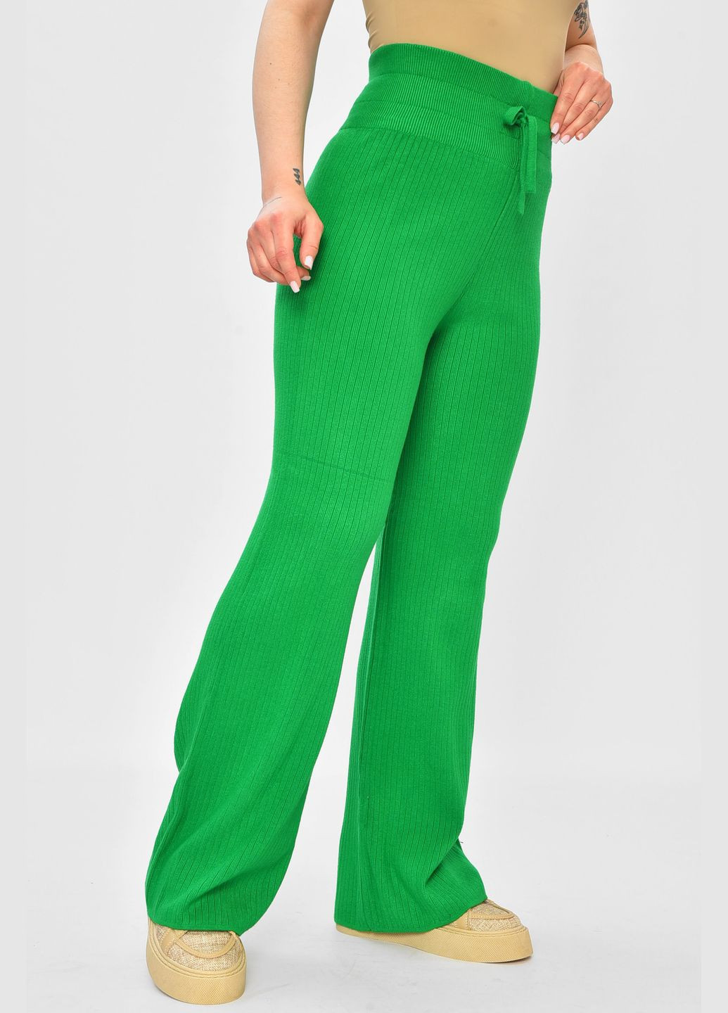 Штани жіночі однотонні зеленого кольору Let's Shop (331109629)