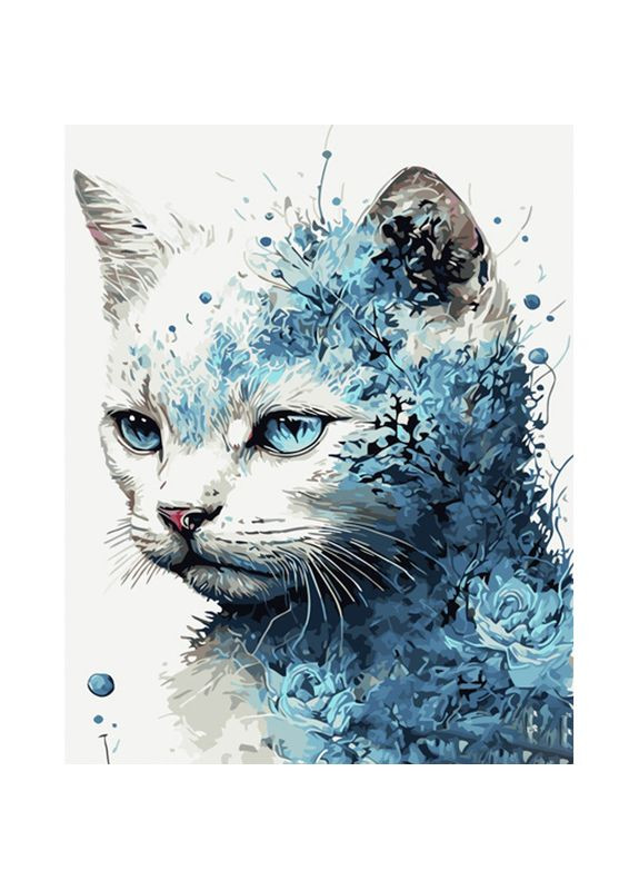 Картина за номерами ПРЕМІУМ Блакитний котик з лаком і з рівнем розміром см (GS1534) Strateg (362420827)