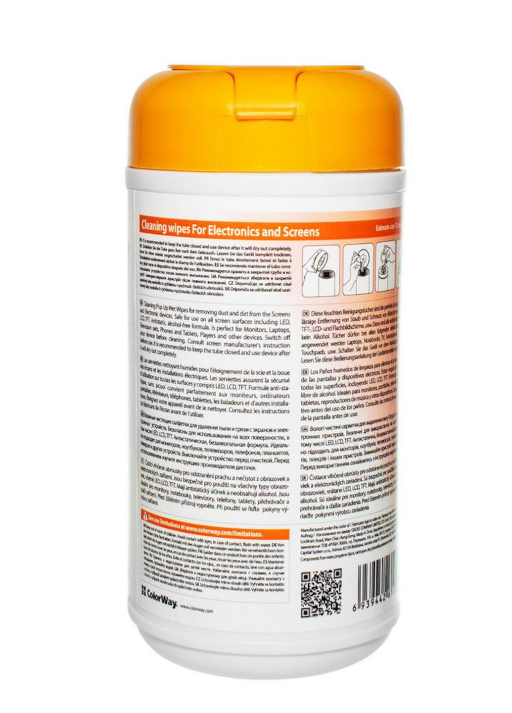 Вологі серветки для екрана ноутбука/монітора/телевізора (100 шт.) Colorway (336964117)