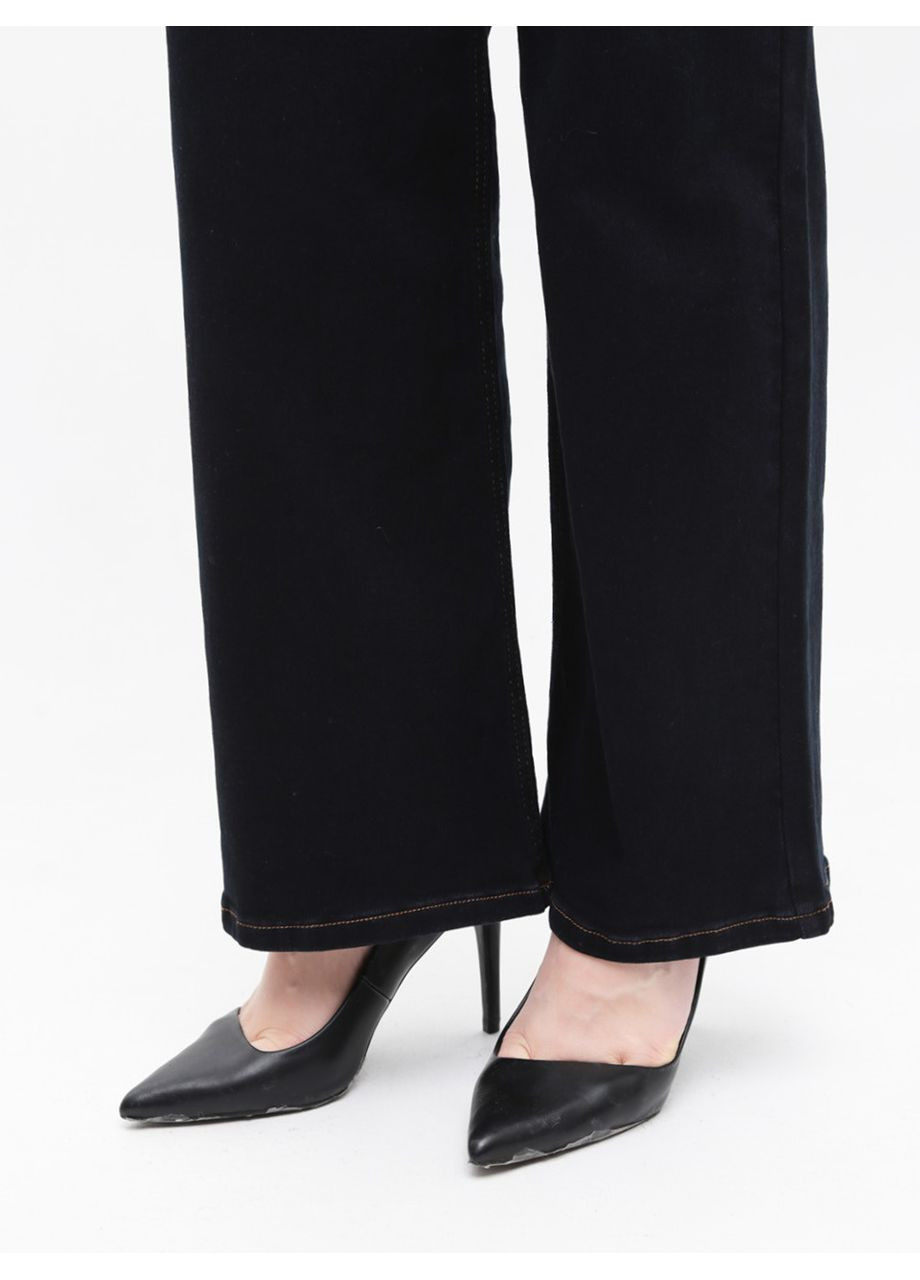 Джинси жіночі чорно-сині широкі з резинкою на поясі великі розміри Палаццо CARMITO - (369668876)