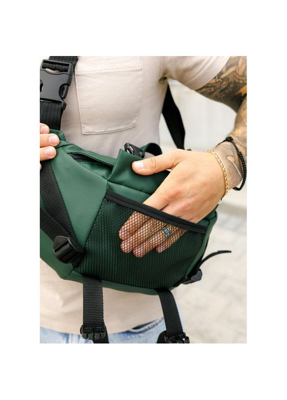 Большая мужская поясная сумка бананка DynamicDart зеленая Sambag (340235180)