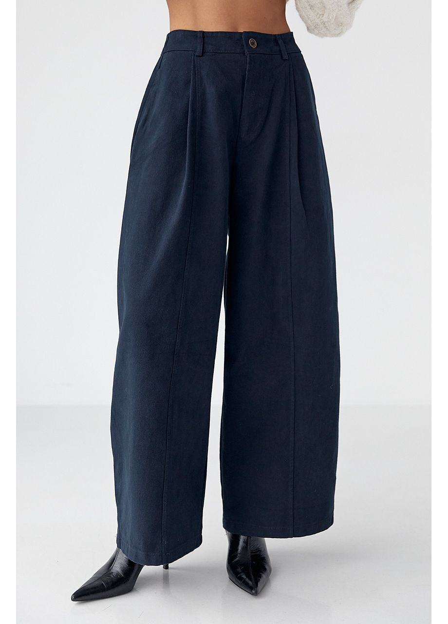 Котонові штани-палаццо зі складками Lurex (370395940)