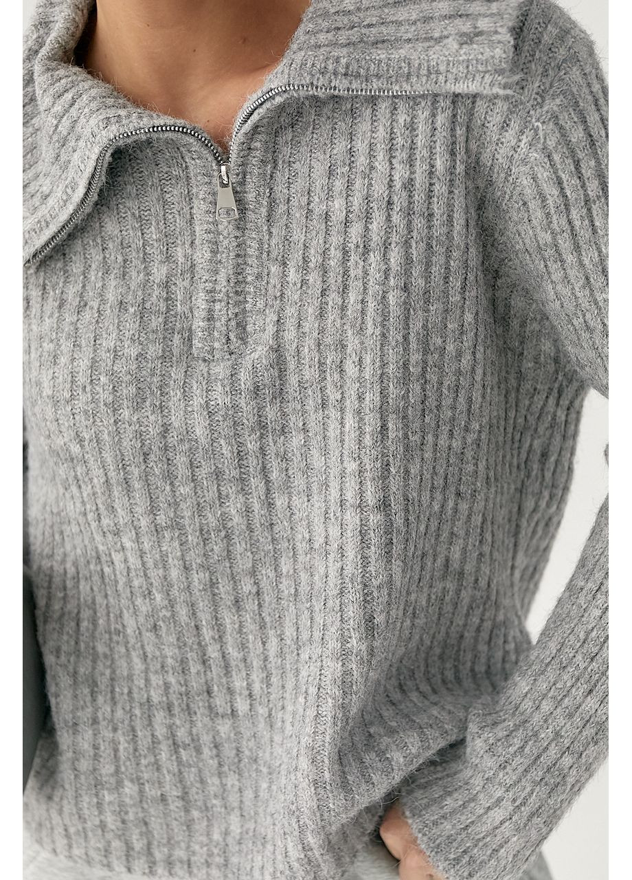 Теплая кофта в рубчик с молнией на воротнике Lurex (371334096)
