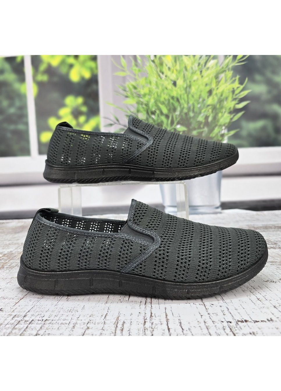 Серые мокасины мужские текстильные сетка Gipanis