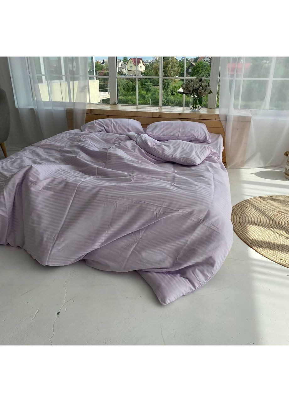 Постельное белье Лаванда страйп сатин PREMIUM Евро размер, наволочки 70/70 No Brand (363191955)