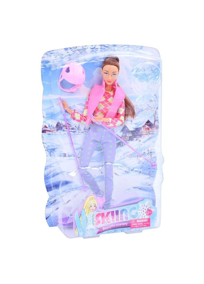 Дитяча лялька "Лижниця" 8520(Pink), шарнірна 29 см No Brand (330139932)