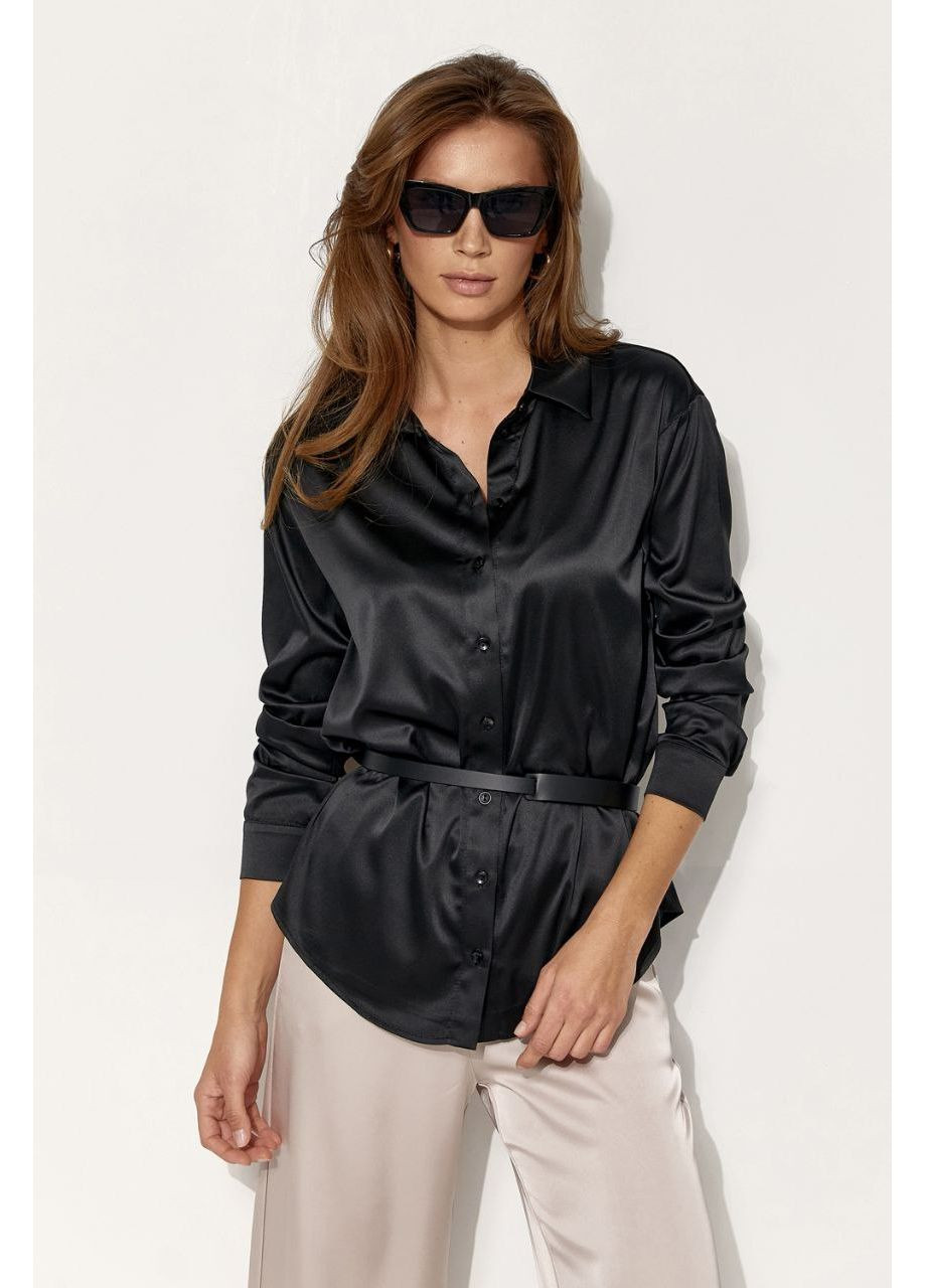 Черная праздничный, повседневный, вечерний, классическая, кэжуал рубашка однотонная Triko Bakh с длинным рукавом