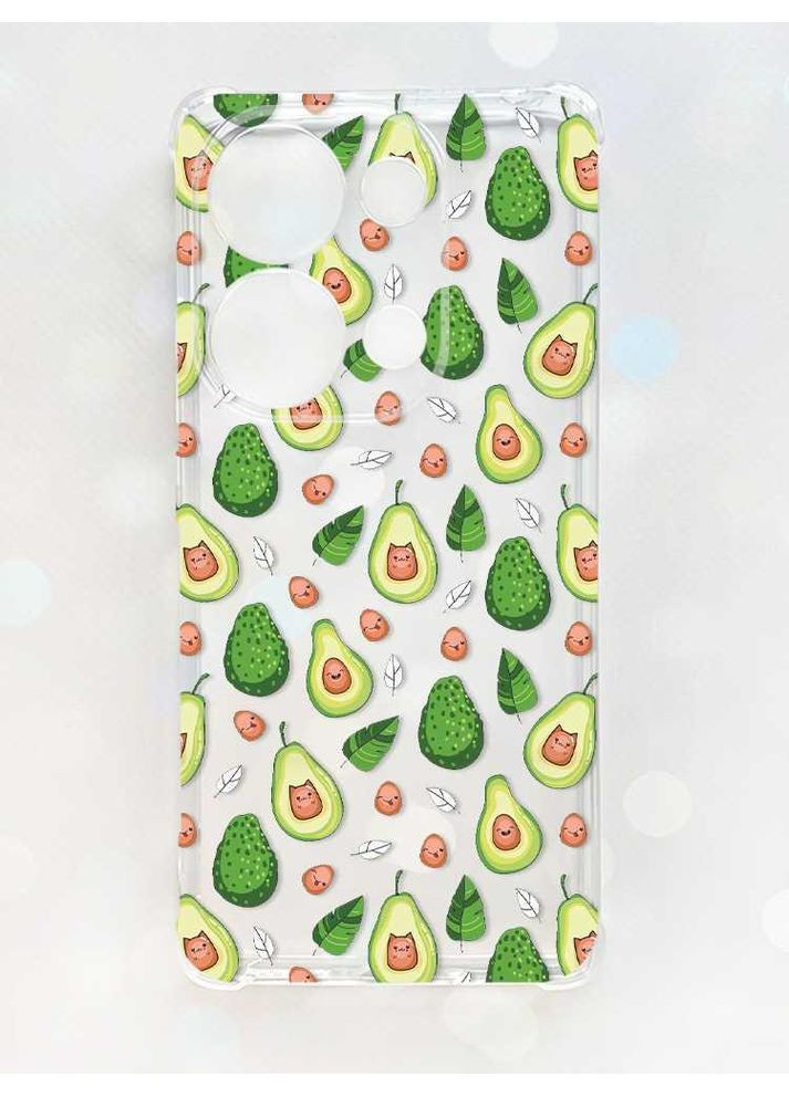 Чехол с утолщёнными углами на Xiaomi Redmi Note 13 Pro 4G:: Авокадо с котиками (принт 301) CASE CONTROL (360678686)