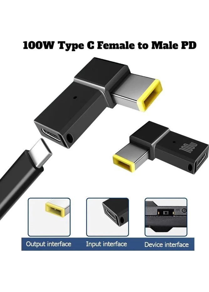 Переходник USB-C Female to DC Male Jack Square Mouth для Lenovo 10x6mm PD 100W Black [152524] ST-Lab (400903492)
