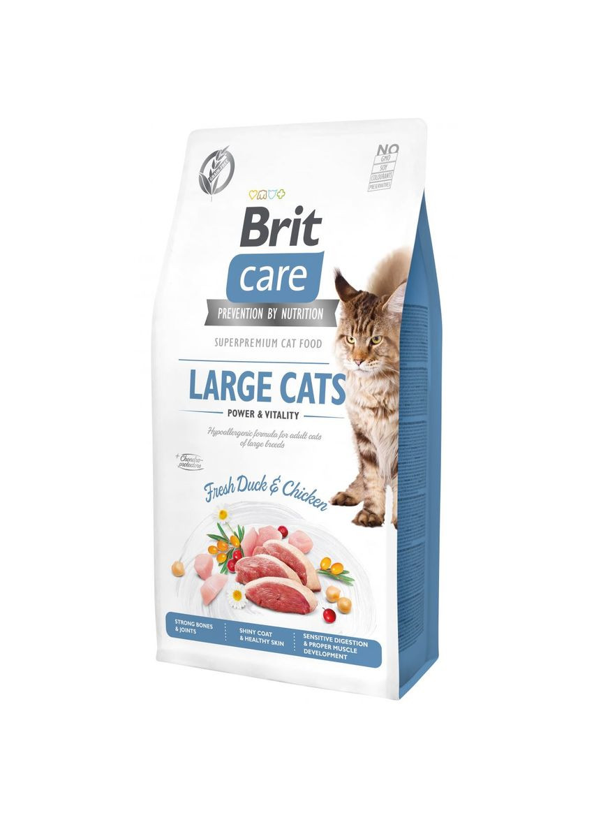 Корм для кошек крупных пород Care Large Cats Power & Vitality 7 кг, с курицей и уткой Brit (293408154)