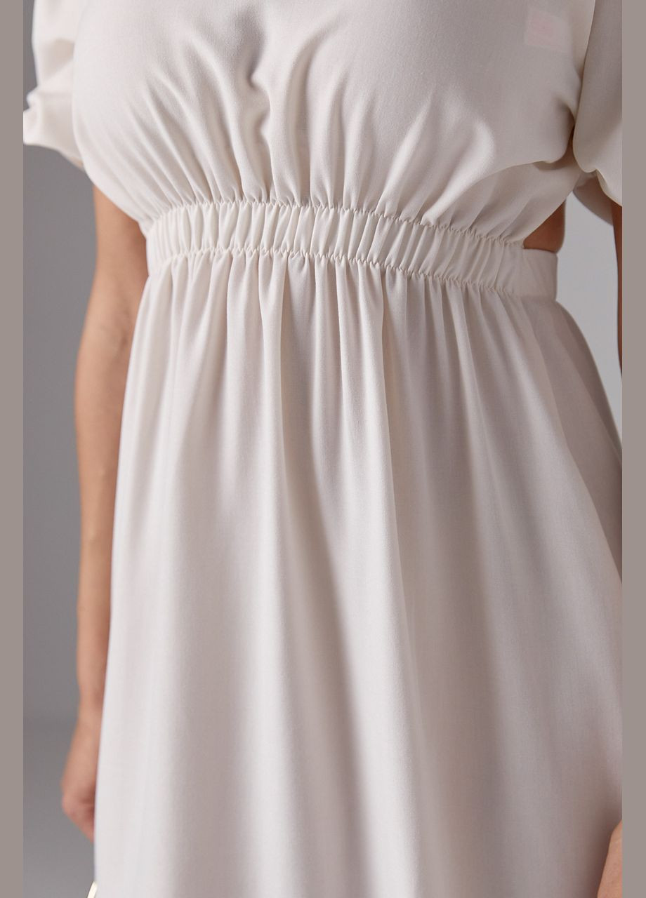 Молочное откровенный длинное летнее платье с открытой спиной - молочный Lurex