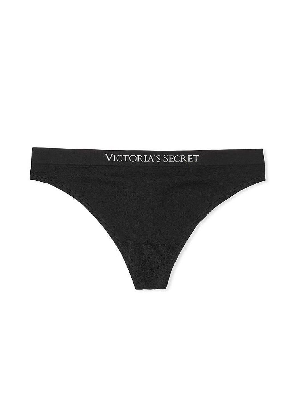 Трусики-стринги женские с микрофибры Seamless Thong Panty черные Victoria's Secret (355077335)