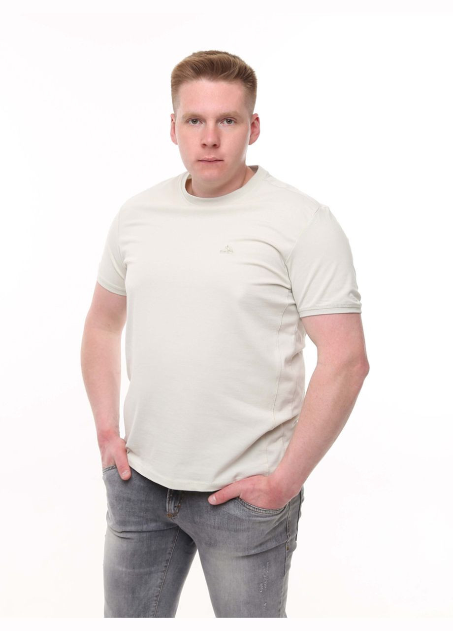 Молочная футболка мужская молочная однотонная широкая с коротким рукавом Jean Piere Вільна