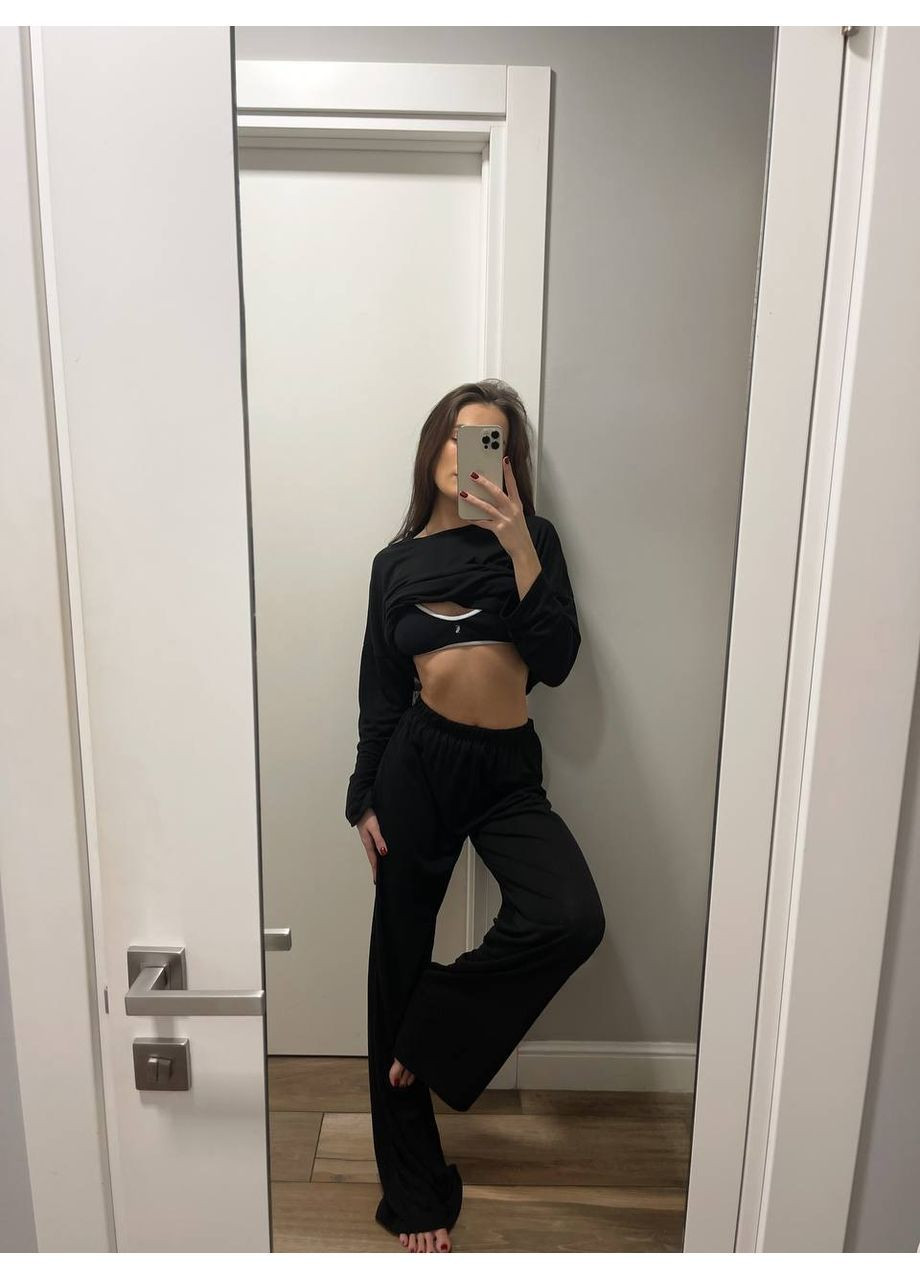 Чорна жіночий домашній костюм з віскози Osoblyva