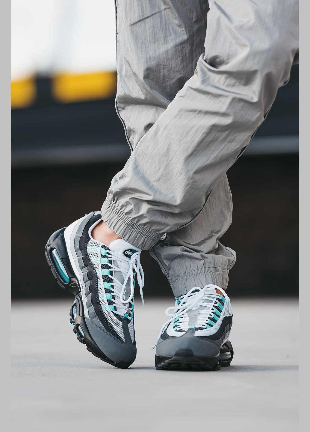 Сірі всесезон кросівки чоловічі nike air max 95 gray mint black | найк аір макс 95 сірі чорні No Brand