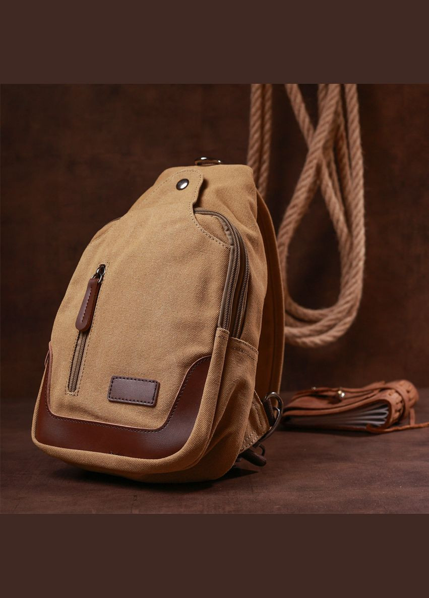 Сумка слинг мужская текстильная через плечо песочная 20х32х6,5 см 20385 Vintage (362418529)