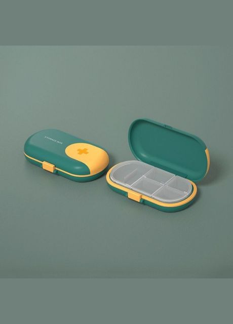 Таблетница с делителем для таблеток на 4 ячейки Cutter box, зеленая No Brand (294206249)