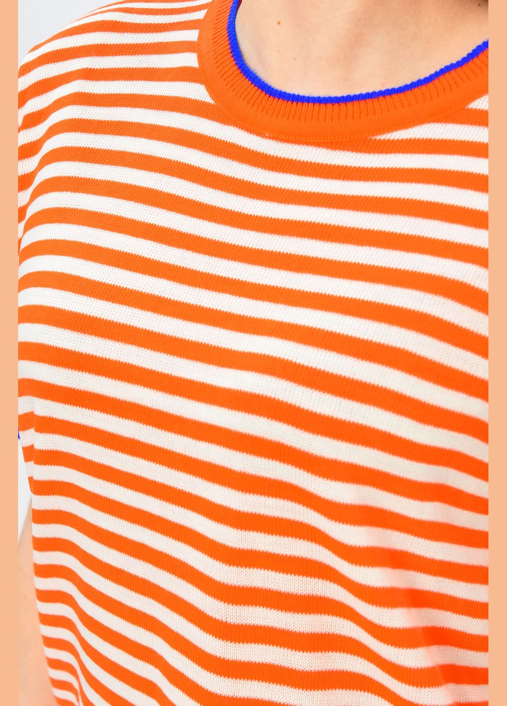 Жіноча футболка трикотажна помаранчевого кольору в смужку Let's Shop - (331600785)