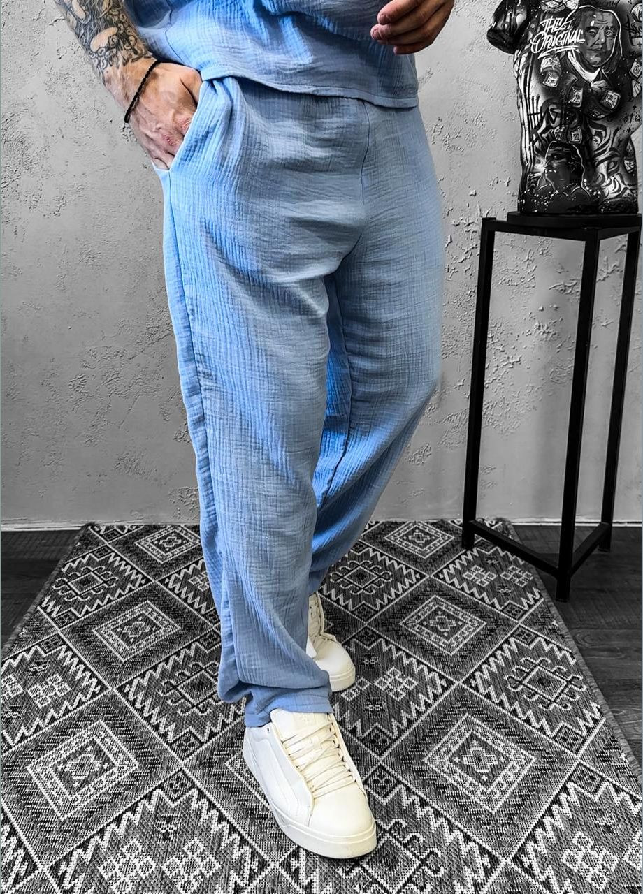 Голубые повседневный демисезонные брюки No Brand