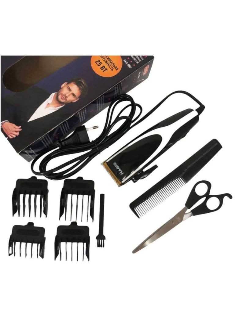 Универсальная машинка для стрижки волос МG-580 машинка для стрижки с 4 сменными насадками черная 25 Вт Magio (298704483)