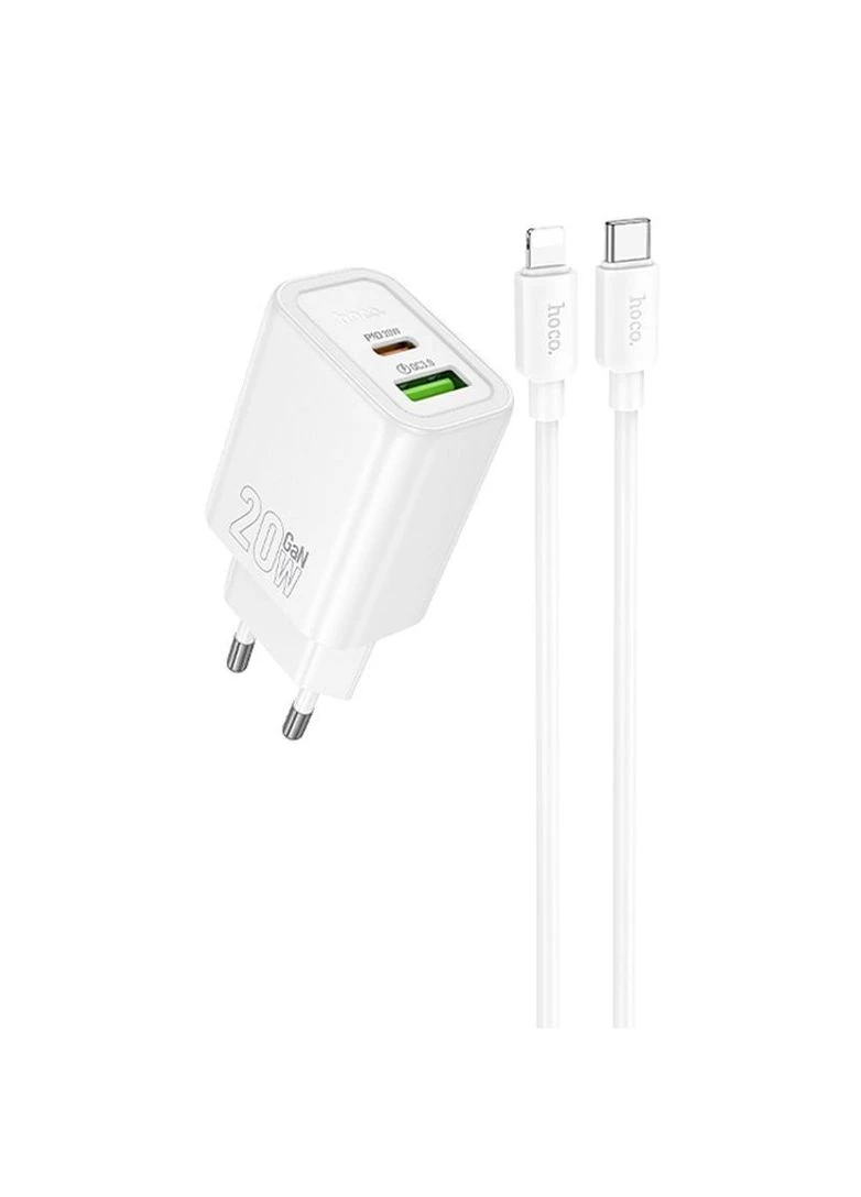МЗП N61 Gentle PD20W+QC3.0 (1USB-A/1C) + кабель Type-C to Lightning Hoco (322765612)
