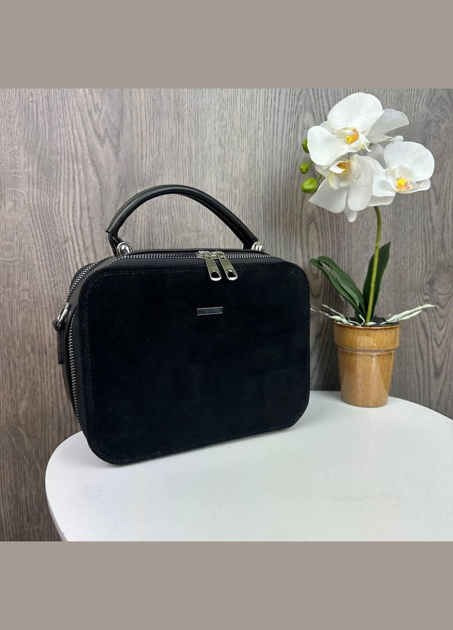 Жіноча замшева каркасна мінісумка, маленька сумочка з натуральної замші чорна No Brand (334730162)