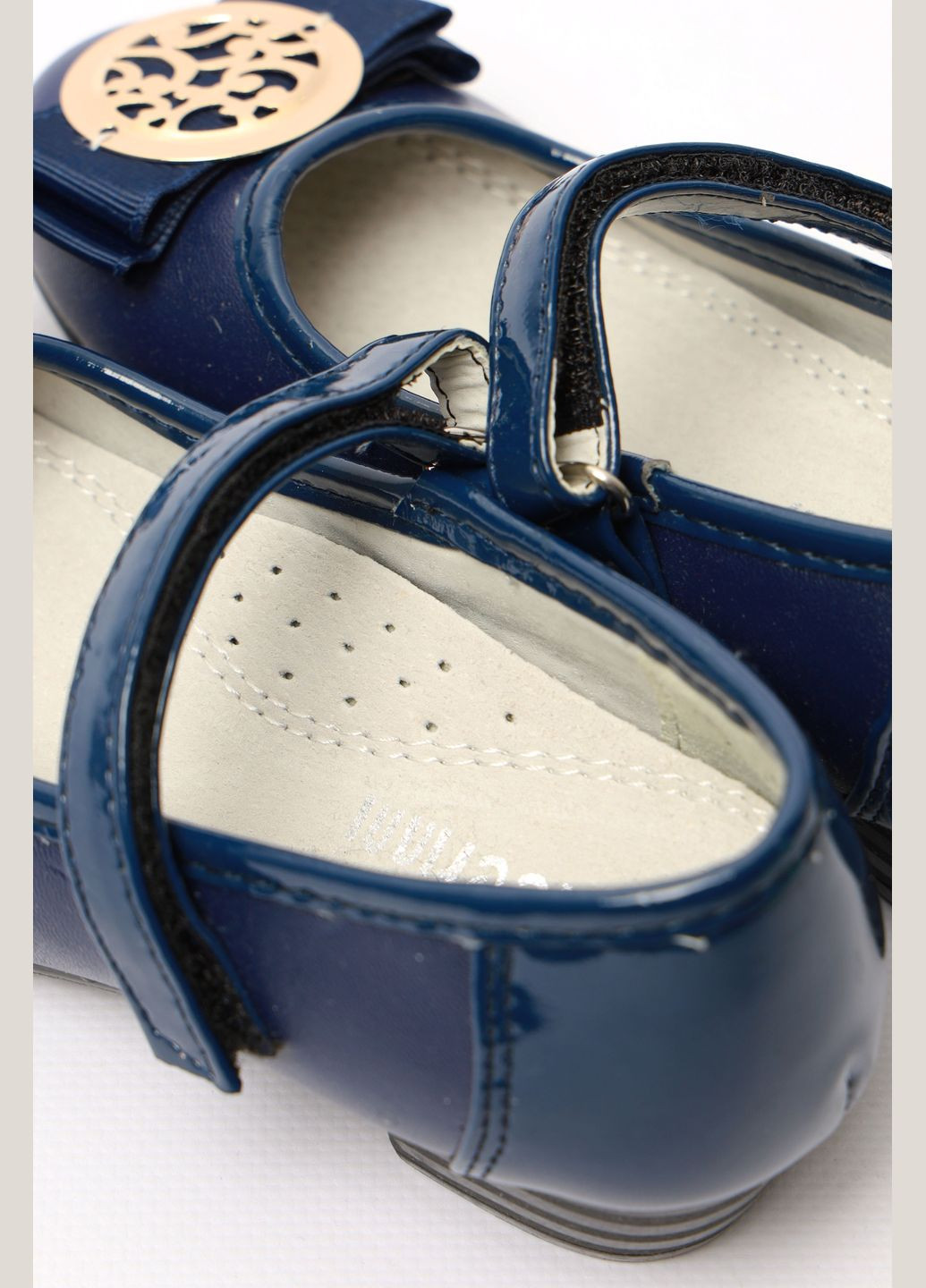 Синие туфли детские для девочки синего цвета без шнурков Let's Shop