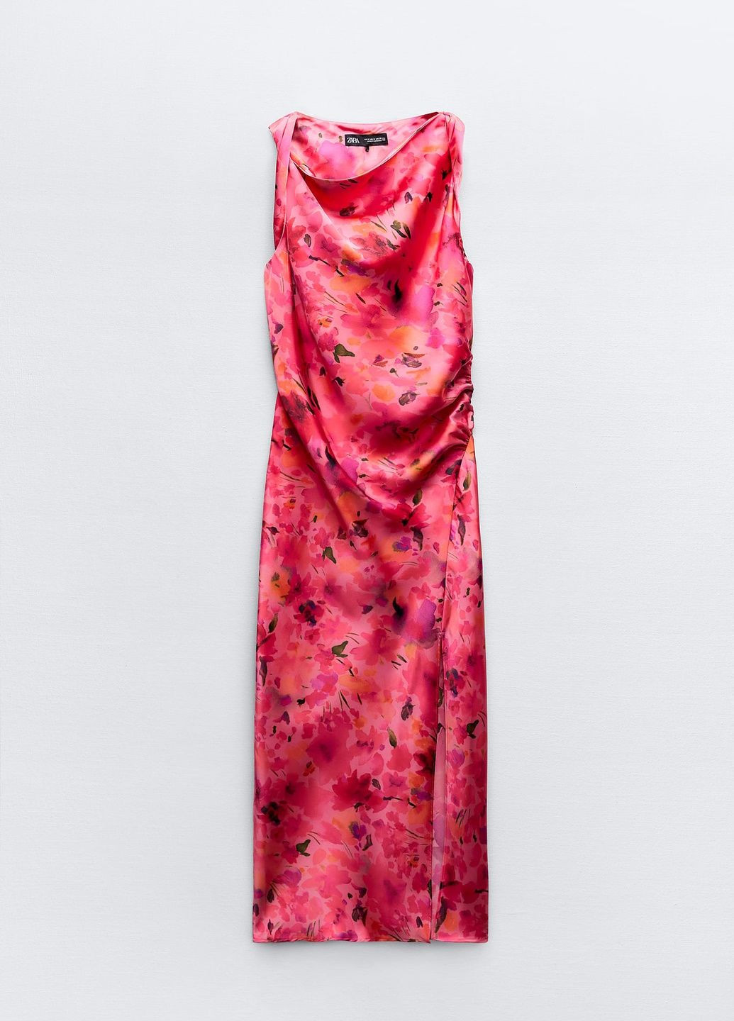 Комбинированное праздничный платье Zara с цветочным принтом