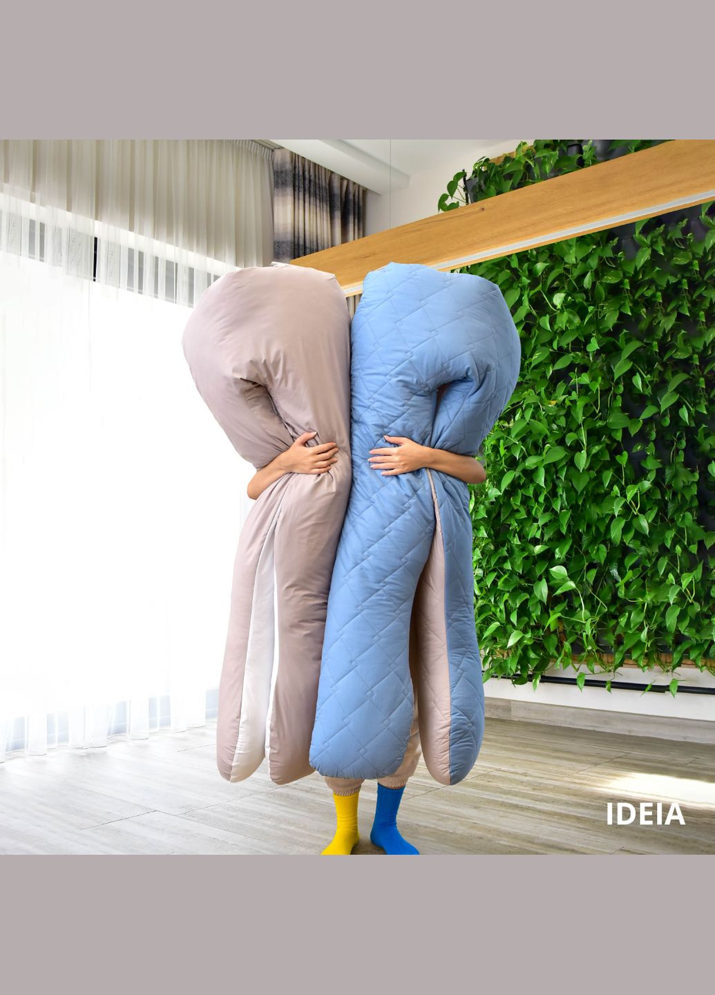 Подушка для сна и отдыха, для беременных П-формы 140х75х20 см со стеганным чехлом на молнии серый/св. серый (8-33724*002) IDEIA (298999679)