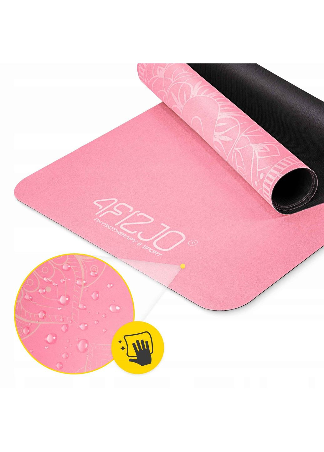 Спортивний килимок для йоги замша 180x60x0.6 см P-5905973404419 Рожевий 4FIZJO (352475218)