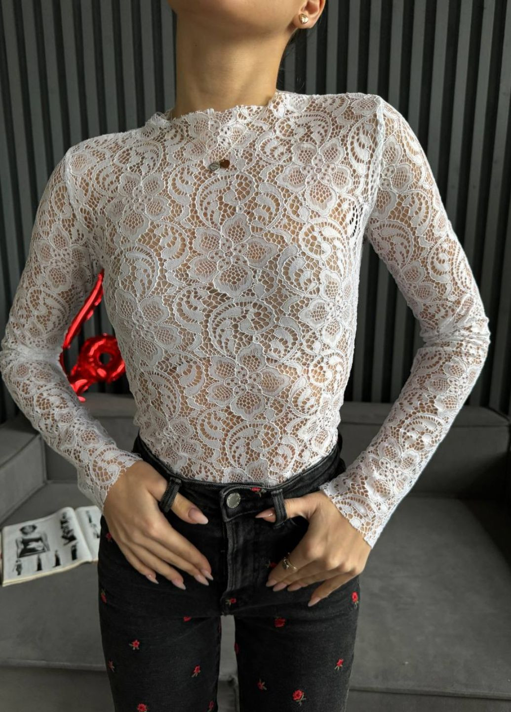 Гіпюровий лонгслів з довгими рукавами Tik-Tak (328408520)