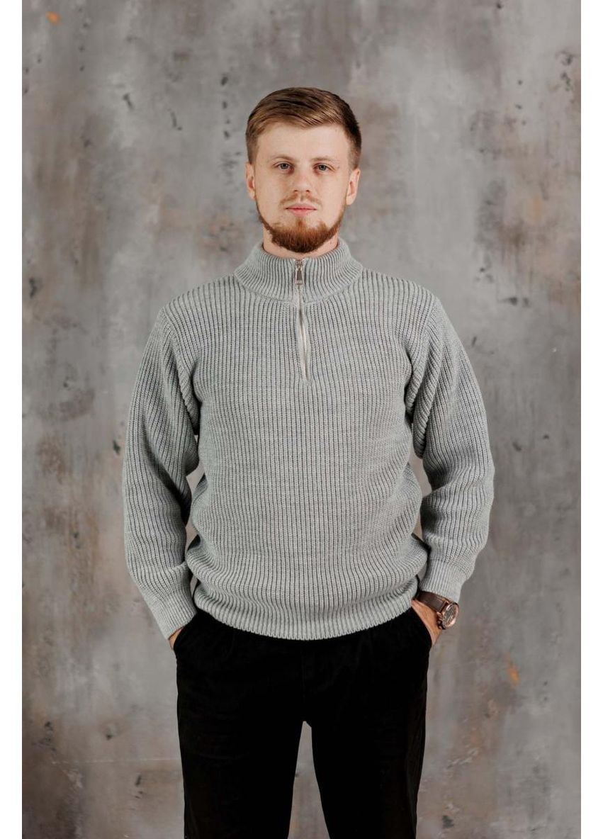 Сірий демісезонний чоловічий светр на блискавці artknit (ak38812p) Art Knit