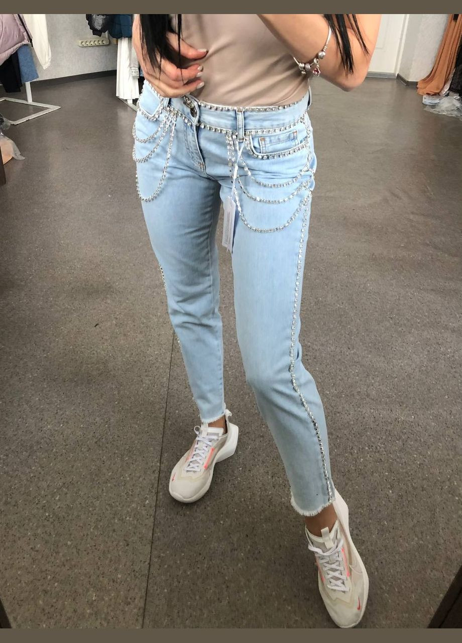 Жіночі світло блакитні джинси Amn на літо No Brand - (316476017)