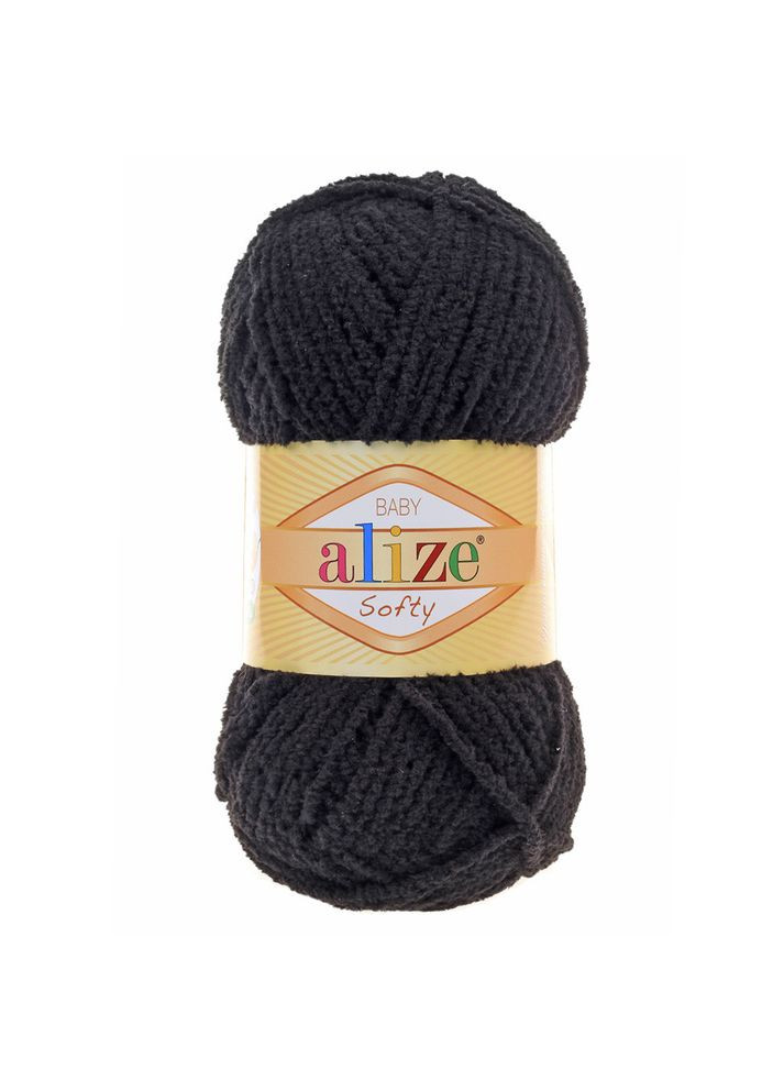 Пряжа Softy, плюшевая, №60 черная, 50 гр Alize (340486583)