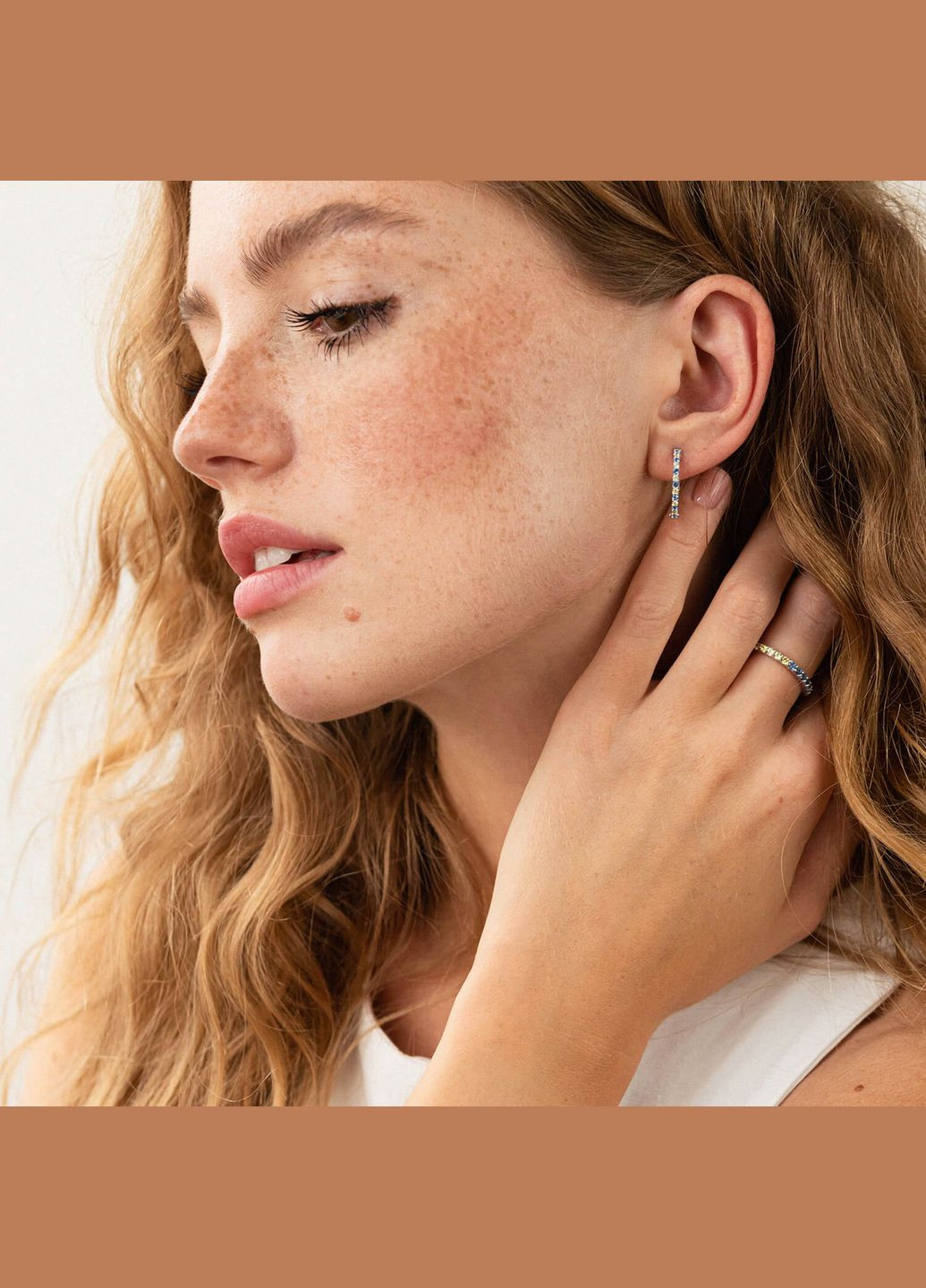 Срібні сережки - кільця (блакитні та жовті камені) 698 Oniks (264644258)