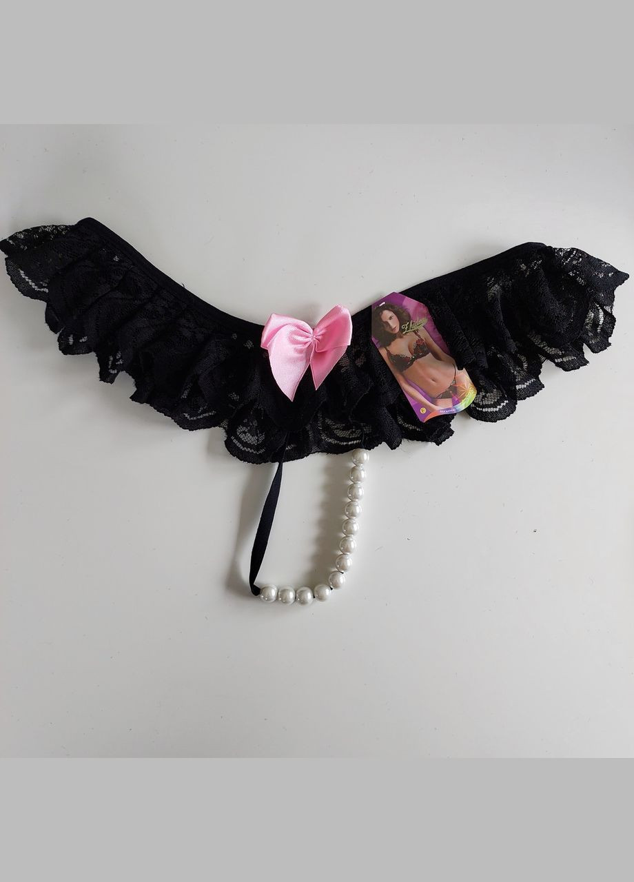 Трусики-стрінги з перлами Sexy OneSize чорний (8-36) No Brand (312005126)
