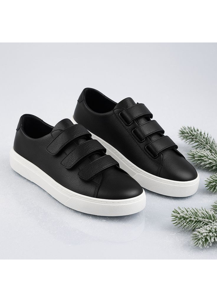 Женские зимние кроссовки Lux 5208 чёрные кожаные с шерстью на липучках Kindzer Lux-5208 чёрно-белые зима (365589656)