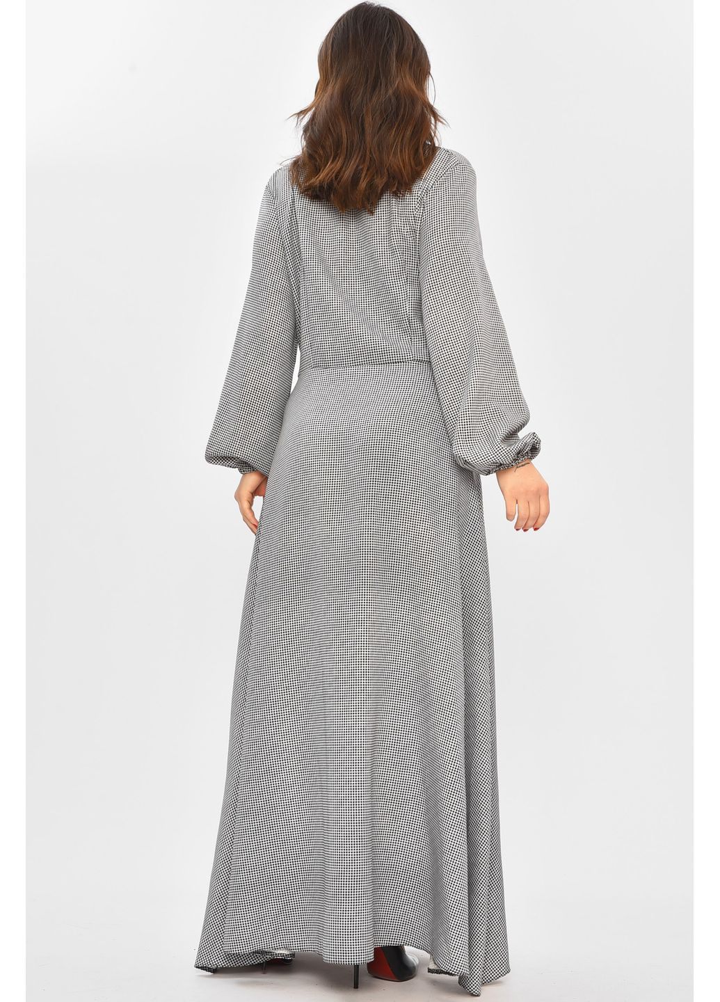 Чорна кежуал сукня жіноча чорного кольору з принтом з баскою Let's Shop однотонна