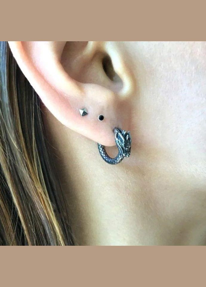 Серьги-кольца Vnox Dragon для мужчин и женщин из нержавеющей стали [-EH-378S02-1-Pair] VNOX No Brand (338624635)