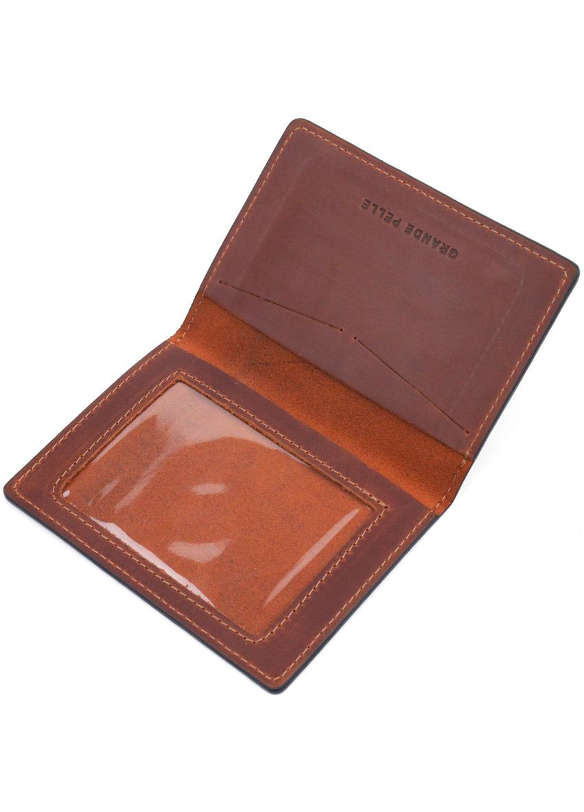 Обложка на военный билет в винтажной коже Карта 16782 Светло-коричневая Grande Pelle (331913449)