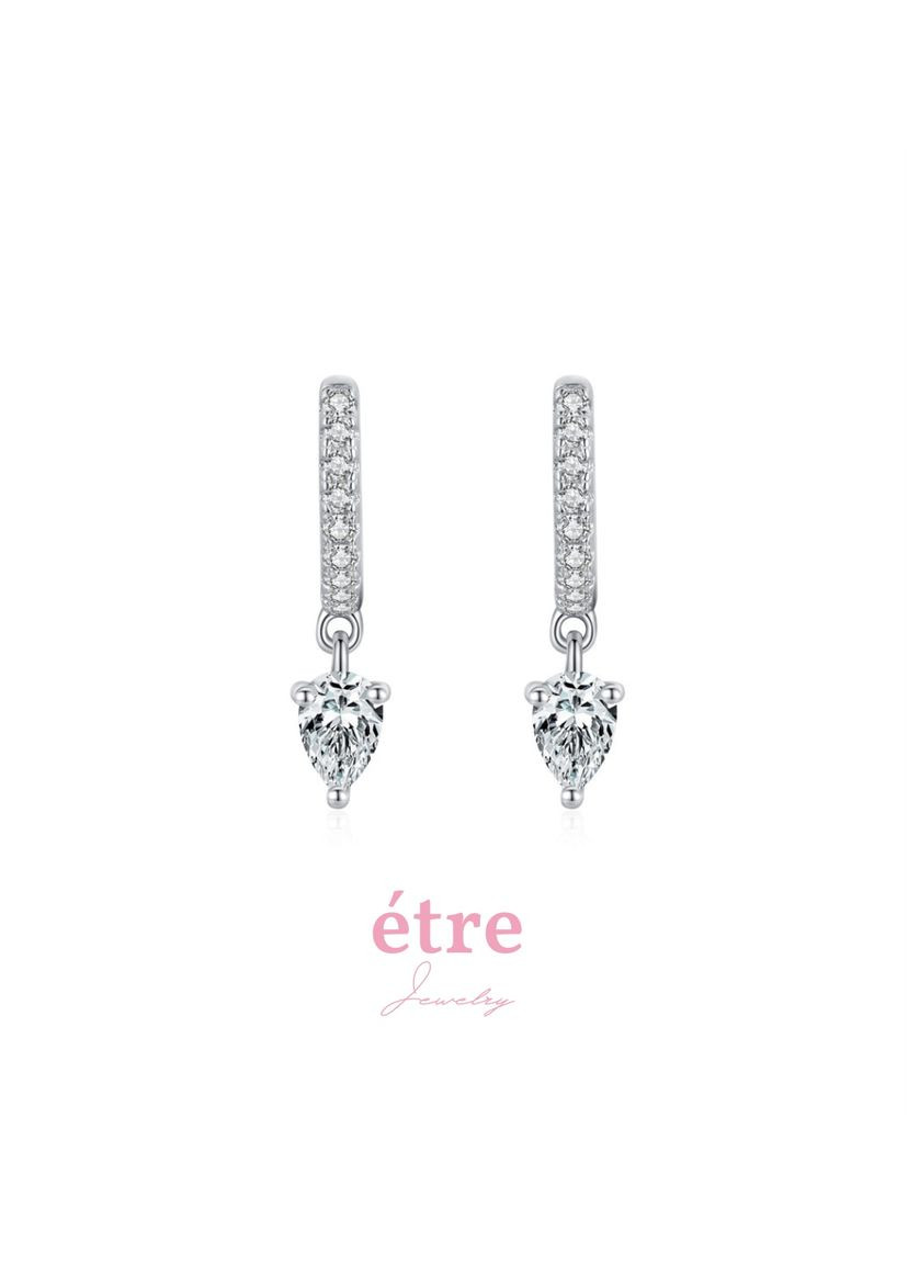 Срібні S925 сережки круглі зкамінням білих фіанітів по колу, сережки з висюлькою кмінчиком, подарунок дівчині СС1 Etre (292401675)