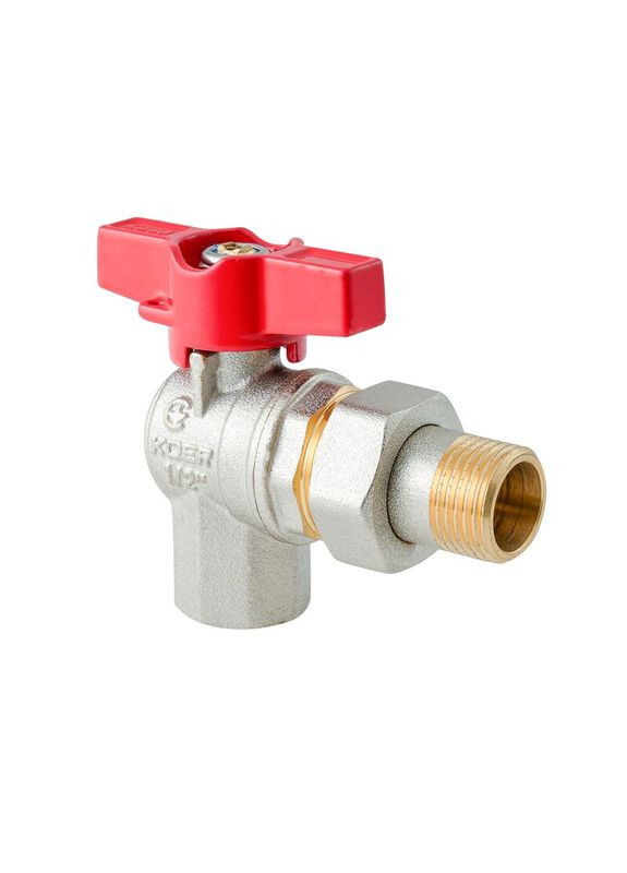 Кран с американкой угловой Extreme KE.228-15 - 1/2" ручка "бабочка" красная (KR5763) KOER (371346134)