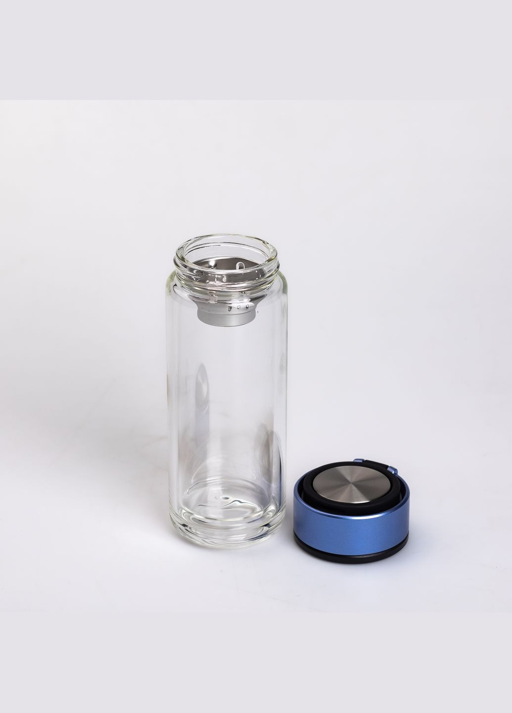 Термос стеклянный 330 мл с двойными стенками и ситечком, синий Yiwu (307084546)